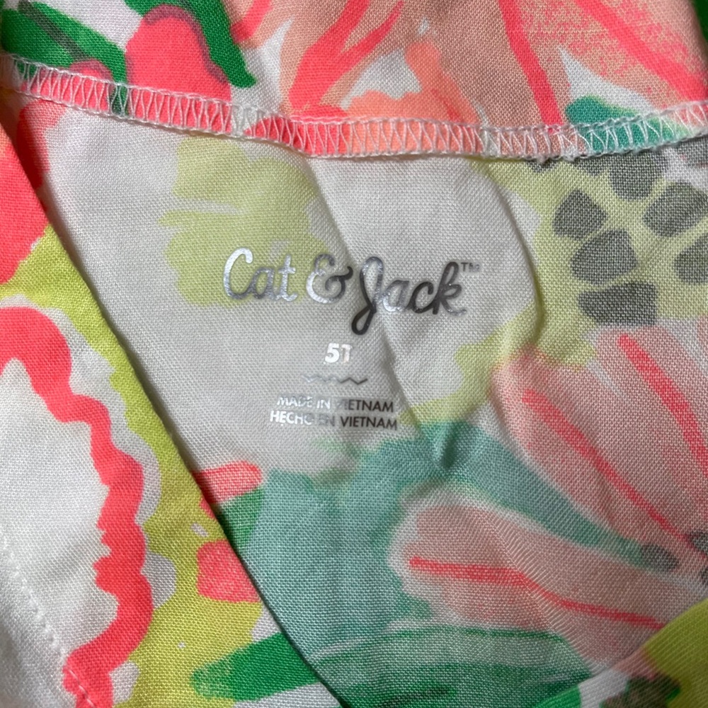 Sleeveless Floral shirt‎ or swim suit coverup size 5T floral design mint & coral - Picture 3 of 6